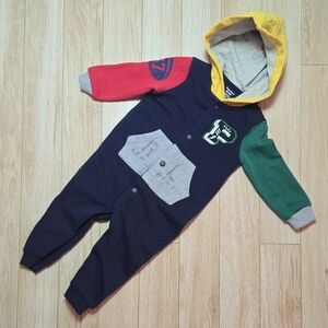 Ralph Lauren Navy Baby Onesie with Hood